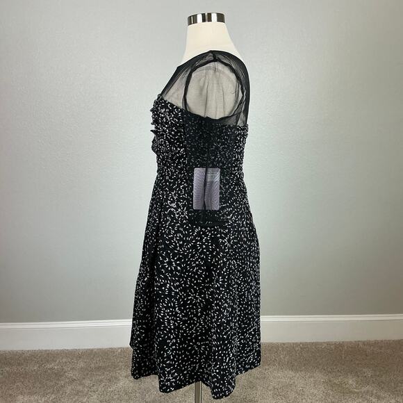 JS Collections Sequin Midi Fit and Flare 3/4 Sleeve Cocktail Dress Black Size 12 - Picture 5 of 13